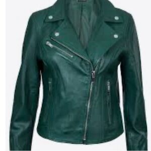 Guess VINTAGE Dark Green Faux Leather Moto Jacket